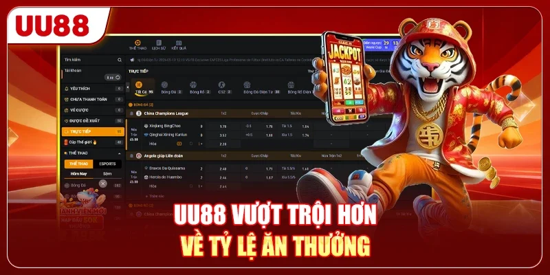 UU88 vượt trội hơn về tỷ lệ ăn thưởng